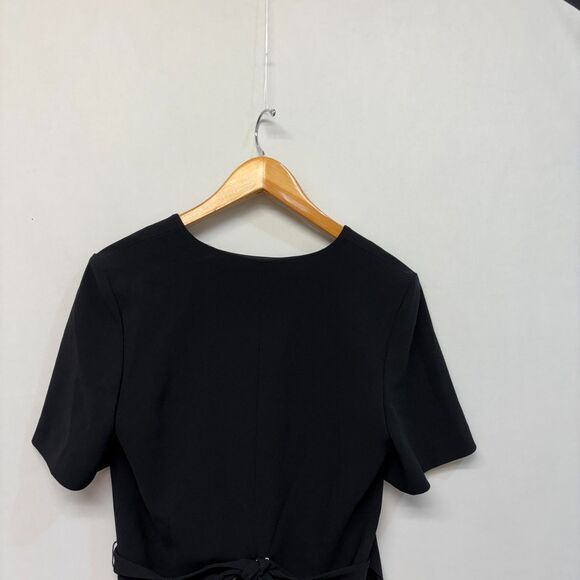Theory Women Short Sleeve Wrap Top Blouse Shirt Size 6 Black D019 -12 - Picture 10 of 12
